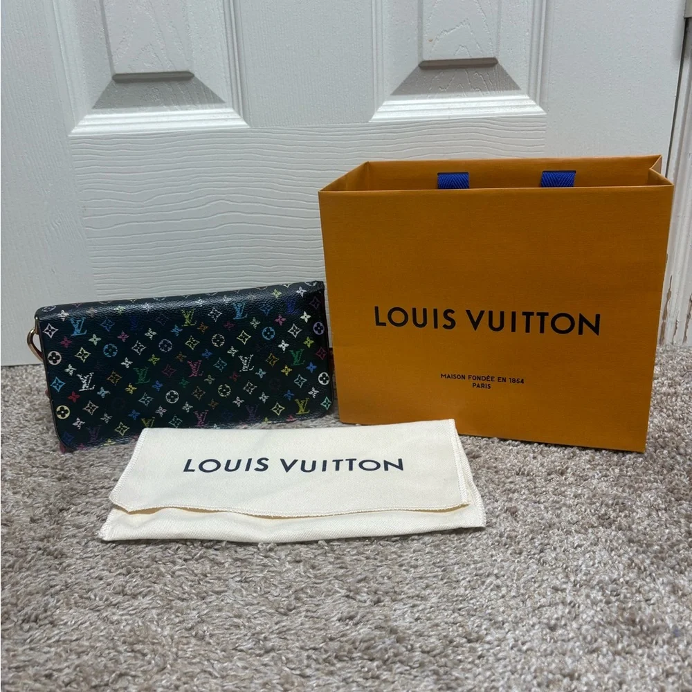 Louis Vuitton LV Murakami Insolite black pink long zip wallet wristlet authentic - Picture 3 of 17